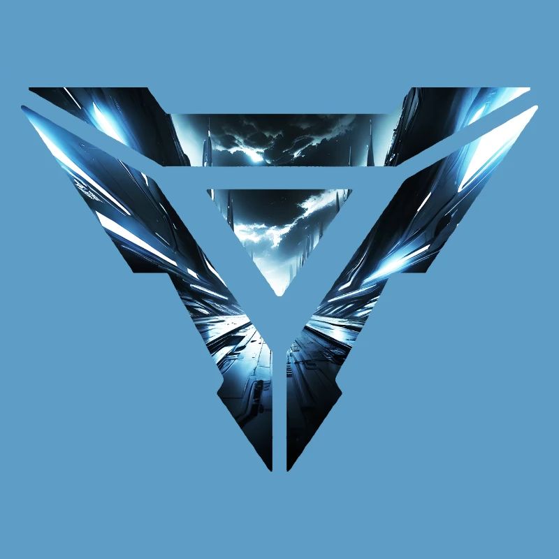 Futuristic Cyber Realm Triangular Design