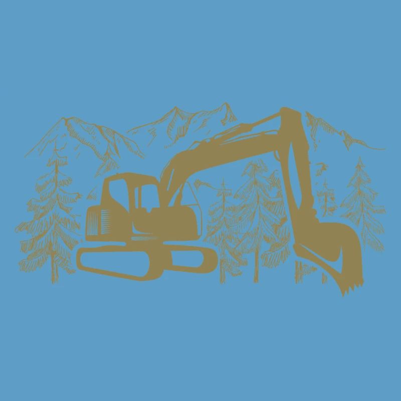 Excavator Silhouette Construction Equipment Operator Work