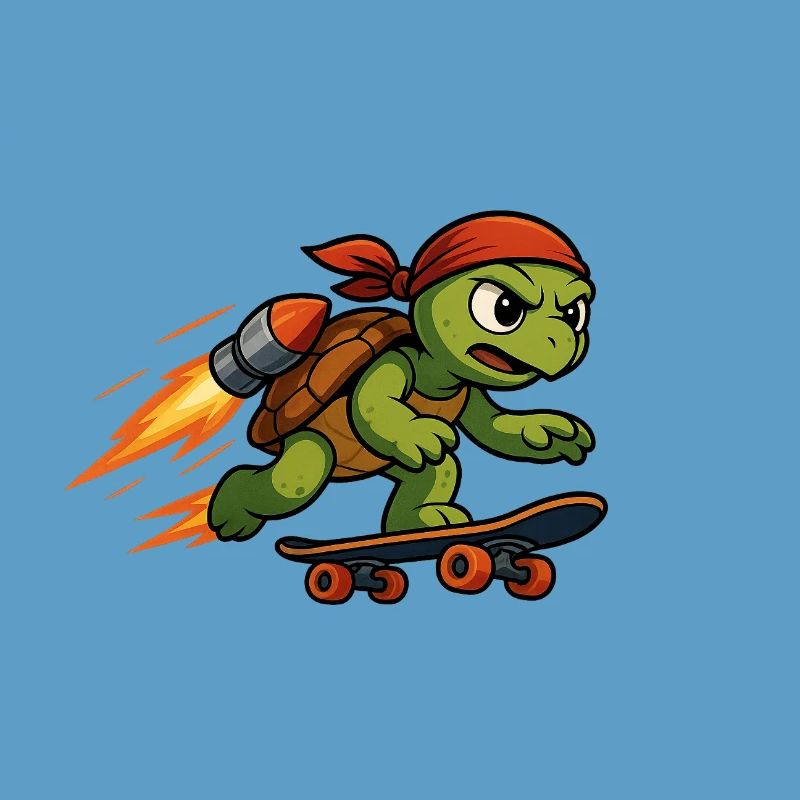Rocket turtle on skateboard