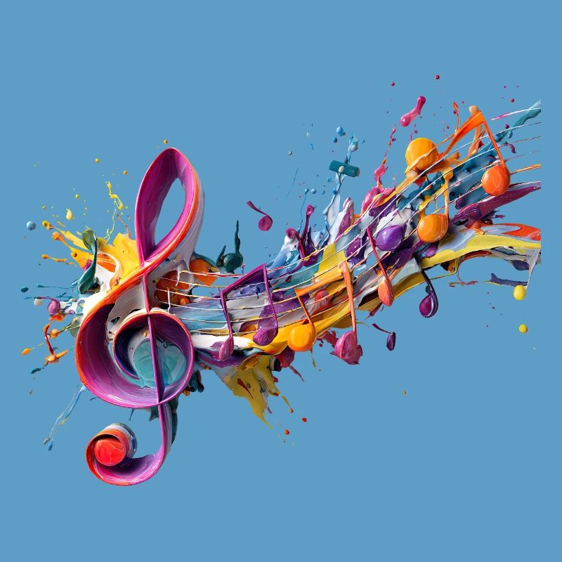 Coloured notes with clef