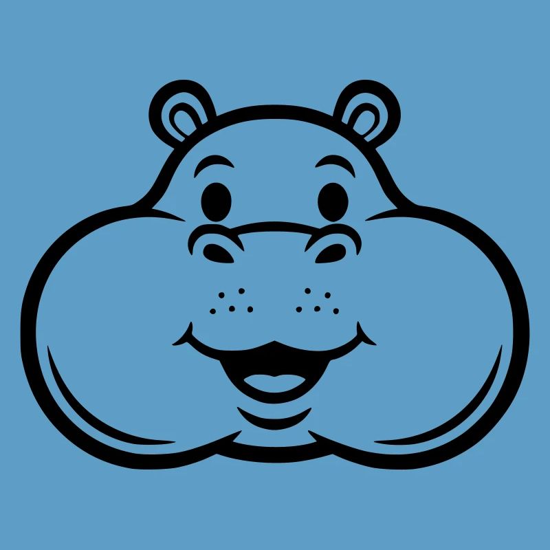 Laughing Hippo Head Face Comic Vector