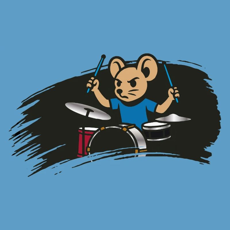 Drumming Mouse in Comic Style