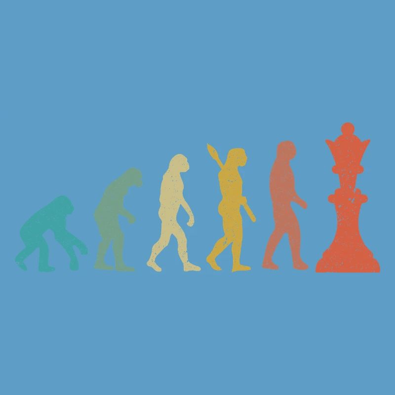 Evolution from Man to King Chess Humor
