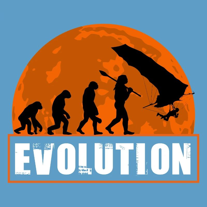 Évolution du design au coucher de soleil de pilote de deltaplane