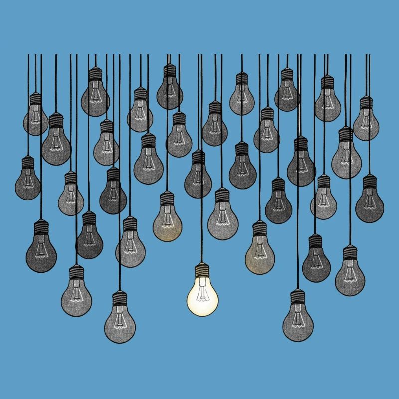 Grey bulb array with unique brightness