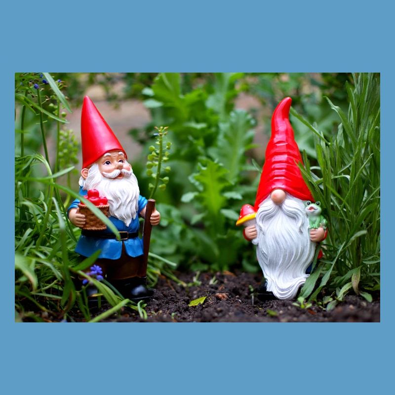Gartenwichtel im Blumengarten