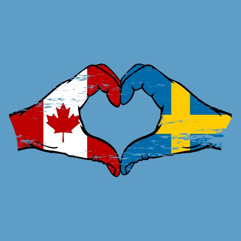 Canada Suède Drapeau Mains Coeur Forme Utilisé