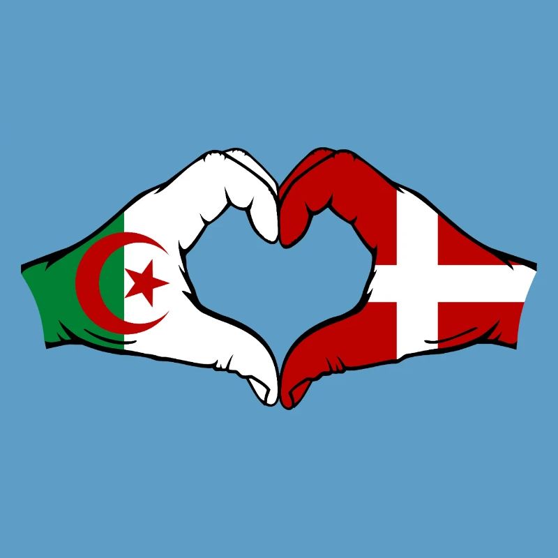 Algerien Dänemark Flagge Hände Herzform