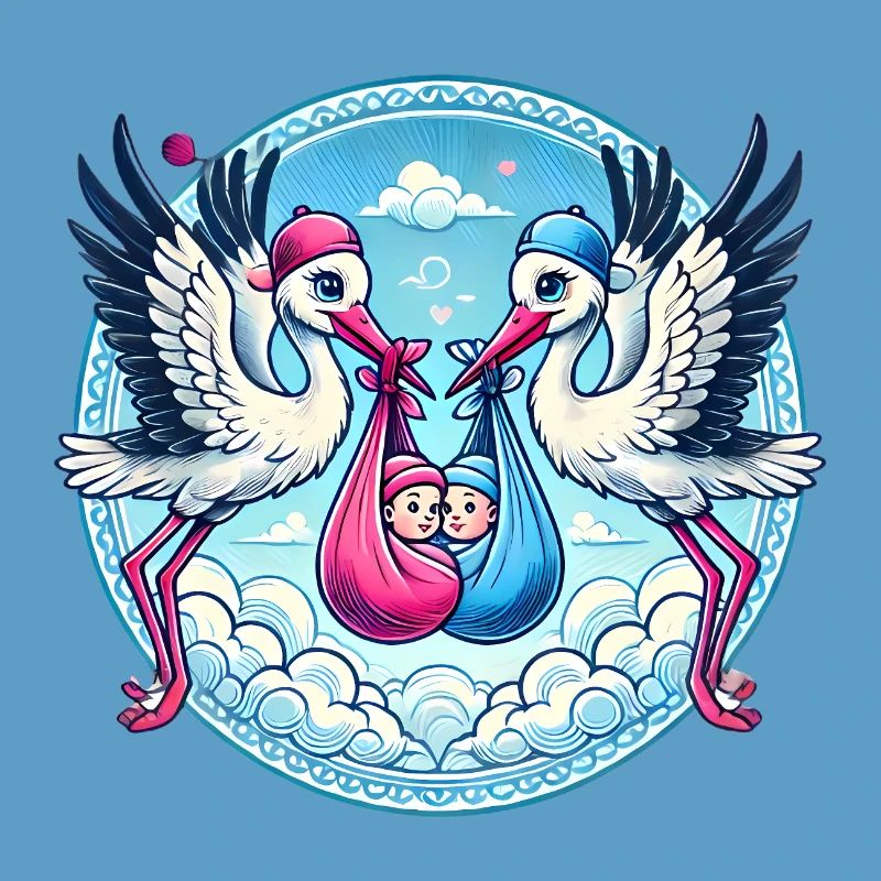 Rosa oder Blauer Storch Baby Bundle Design