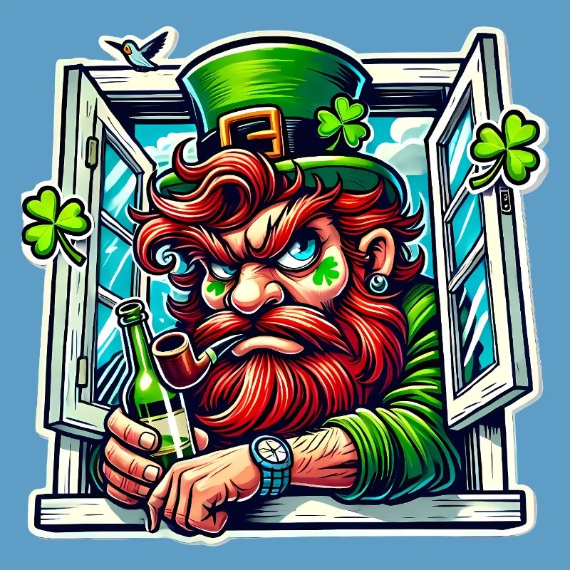 Grumpy Leprechaun St Patricks Window