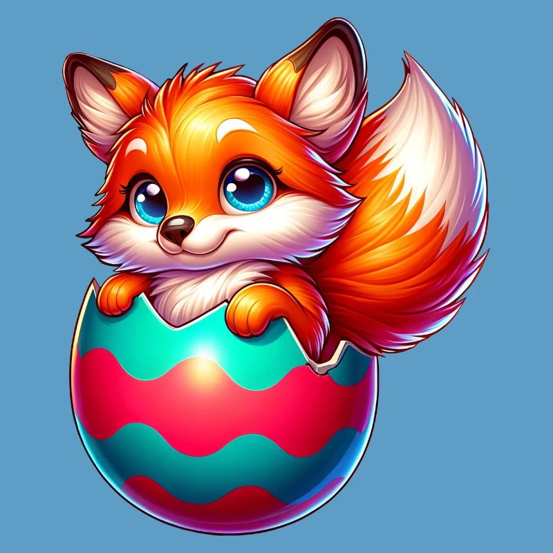 Hatching red fox from Easter egg