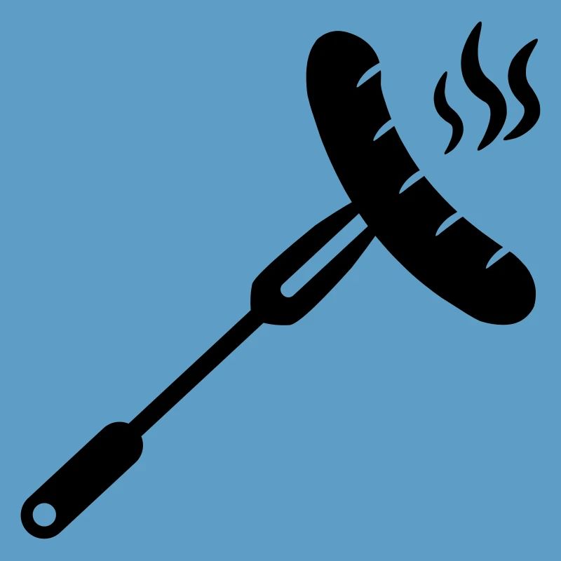 Sausage, bratwurst on a fork for BBQ