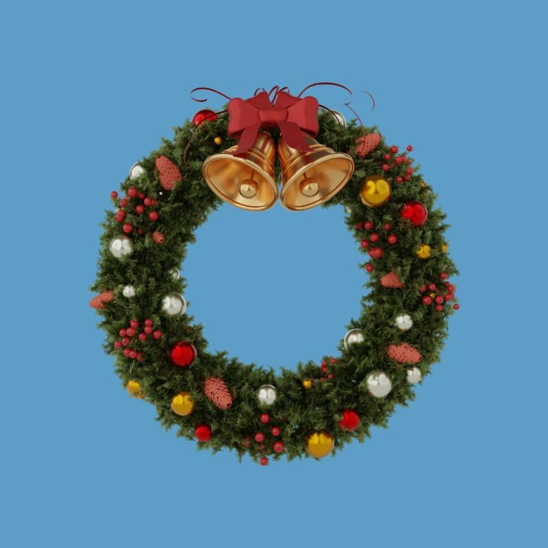 Weihnachtskranz mit Glocken und Schleife