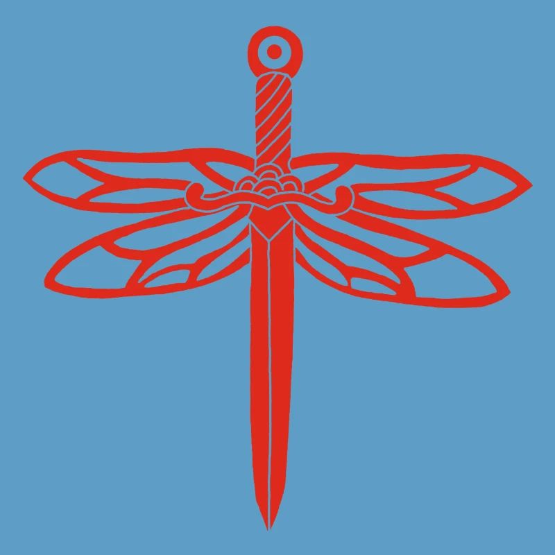 épée rouge et ailes de libellule