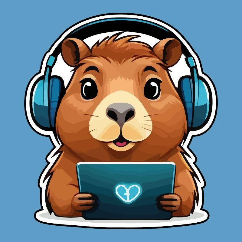 Capybara with computer