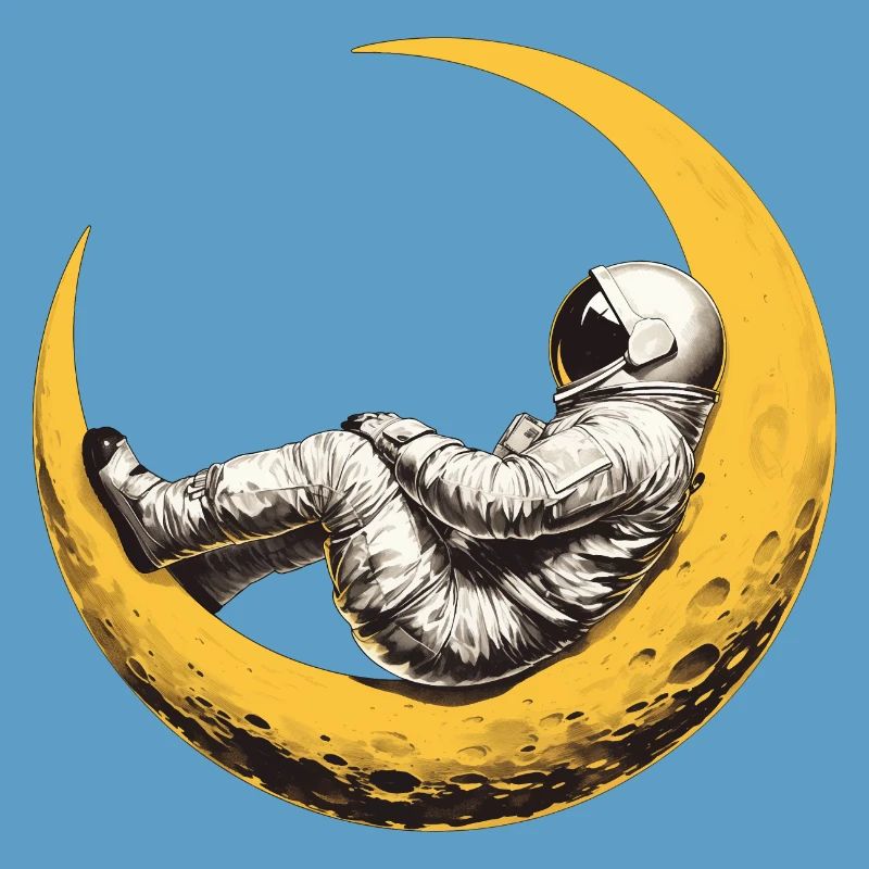 An astronaut on a crescent Moon