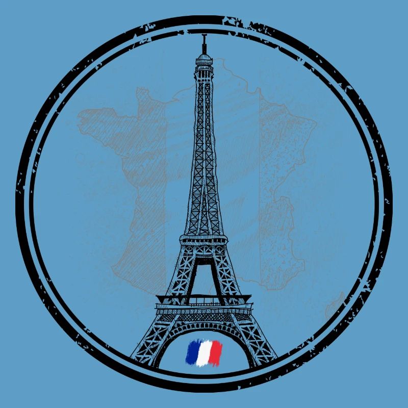Tour Eiffel Grunge en drapeau français