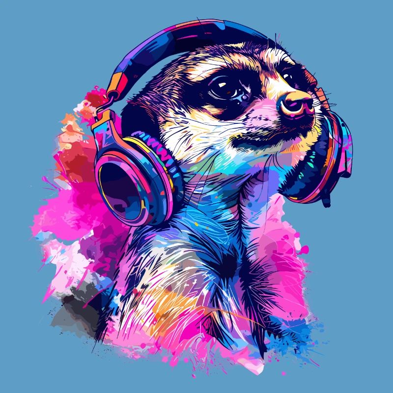 Erdmännchen Erdhündchen Scharrtier mit Kopfhörer