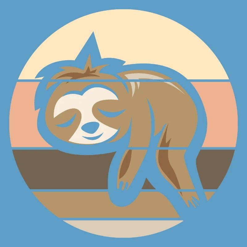 retro sloth comic icon sunset logo