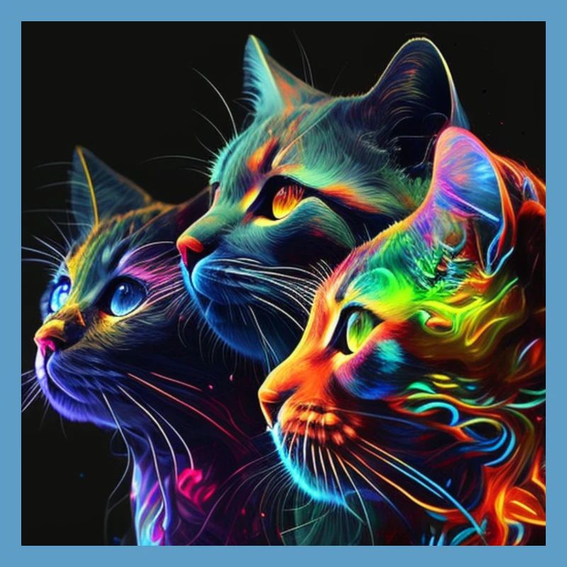 Neon Cats on a Black Background