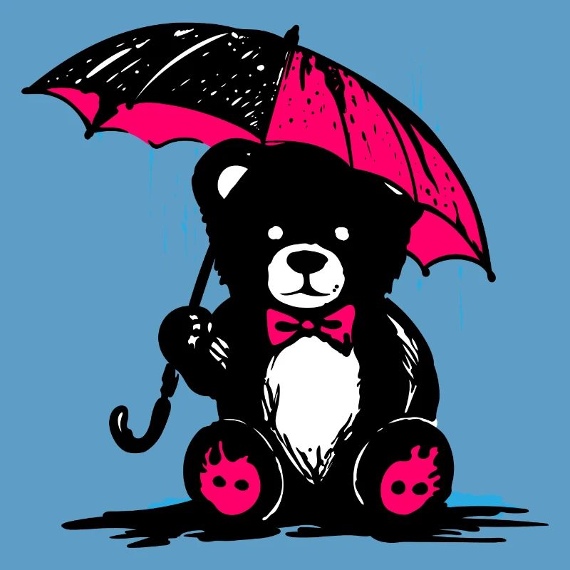 Teddy bear with umbrella – crap weather