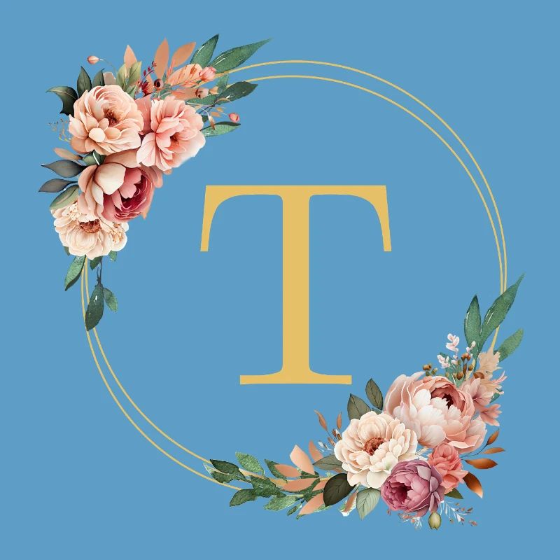 T Monogram, Couronne de fleurs, Personnalisable