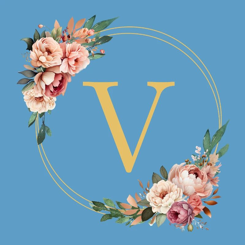 V Monogram, Couronne de fleurs, Personnalisable