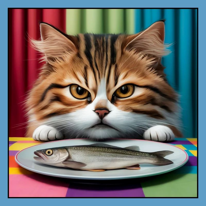 Chat avec du poisson