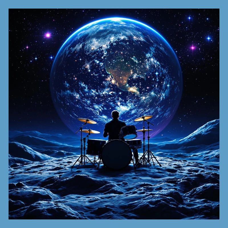 Batteur sur la Lune devant la Terre dans l’espace