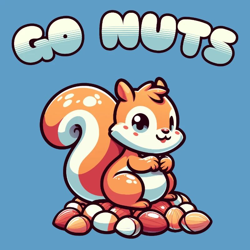 Squirrel Sitting on Nuts Cartoon Tee