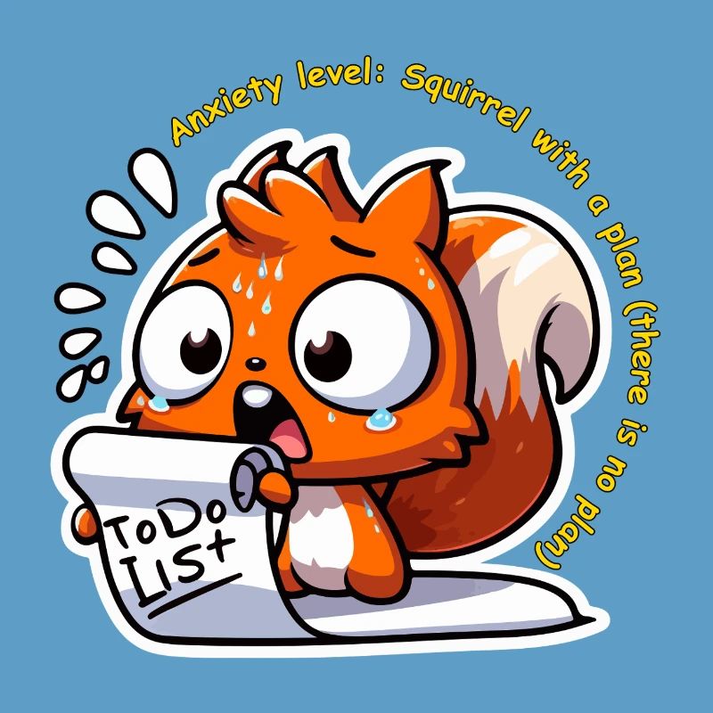 Anxious Squirrel with To-Do List