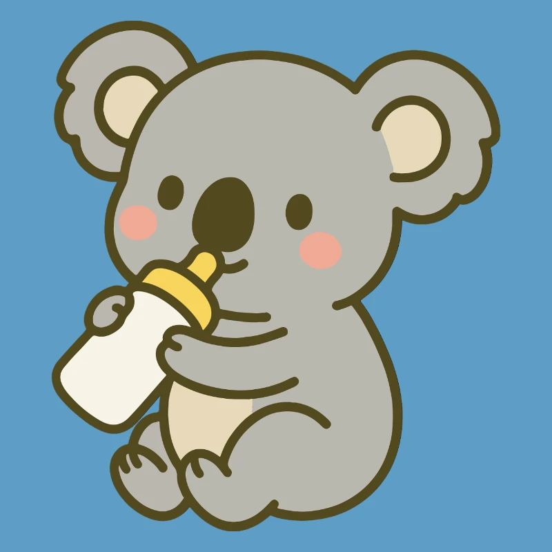 Cuddly koala with bottle