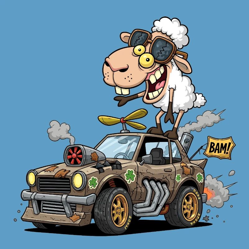 Whimsical Sheep Roaring 