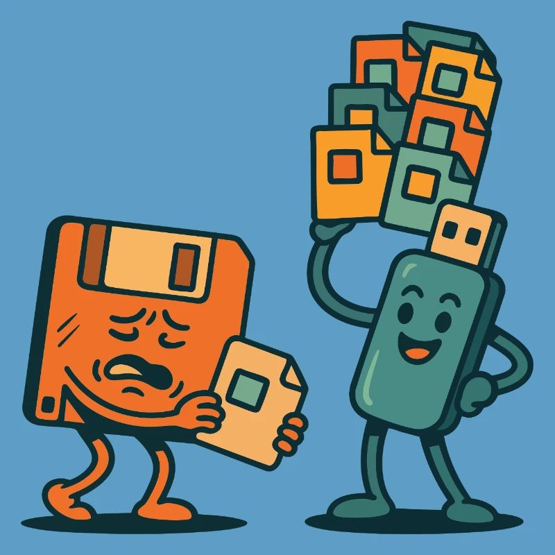 Floppy Disk vs USB Drive Retro Tech Sarcasm