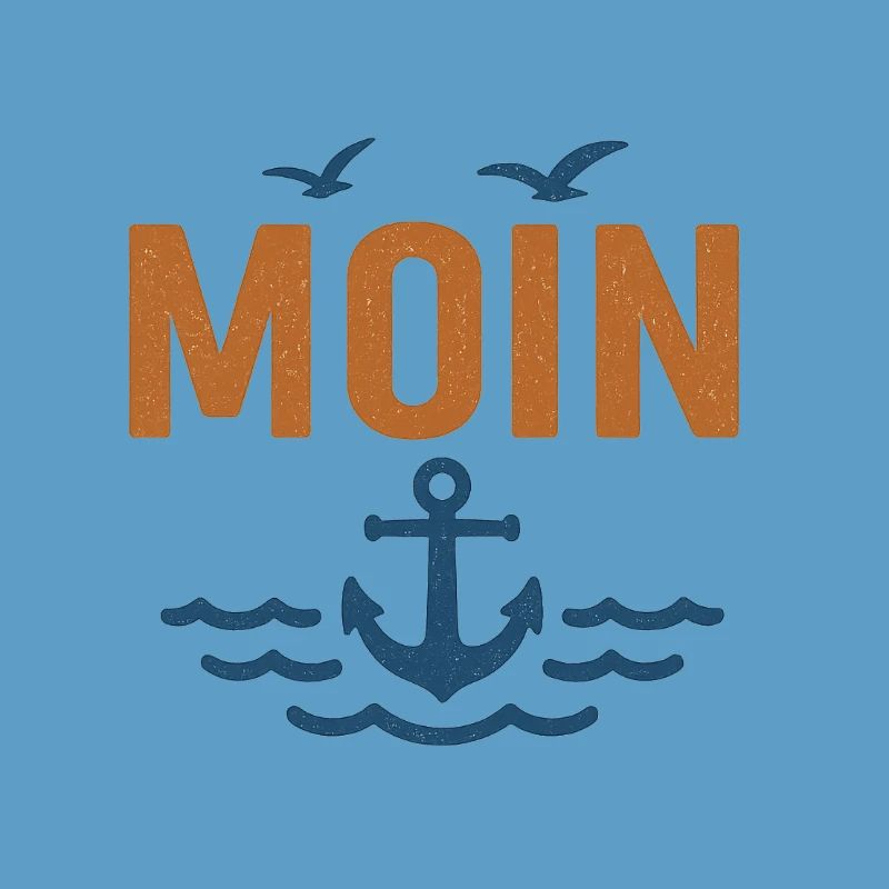 Conception de moin maritime avec ancre et oiseaux