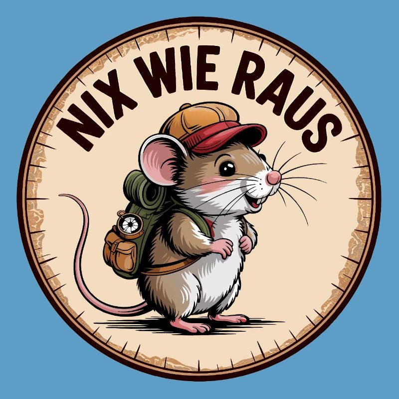 Adventure mouse with backpack and hat