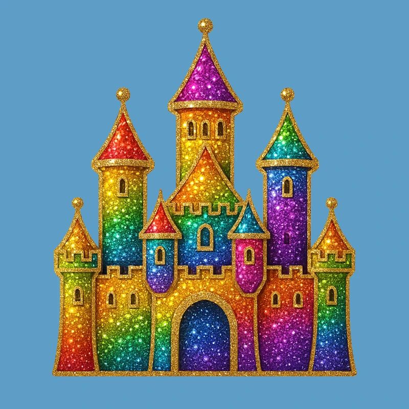 Conception de château à paillettes arc-en-ciel