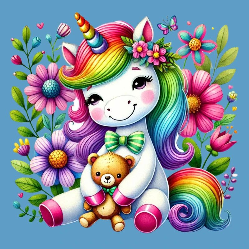 Regenbogen Einhorn Blumentraum