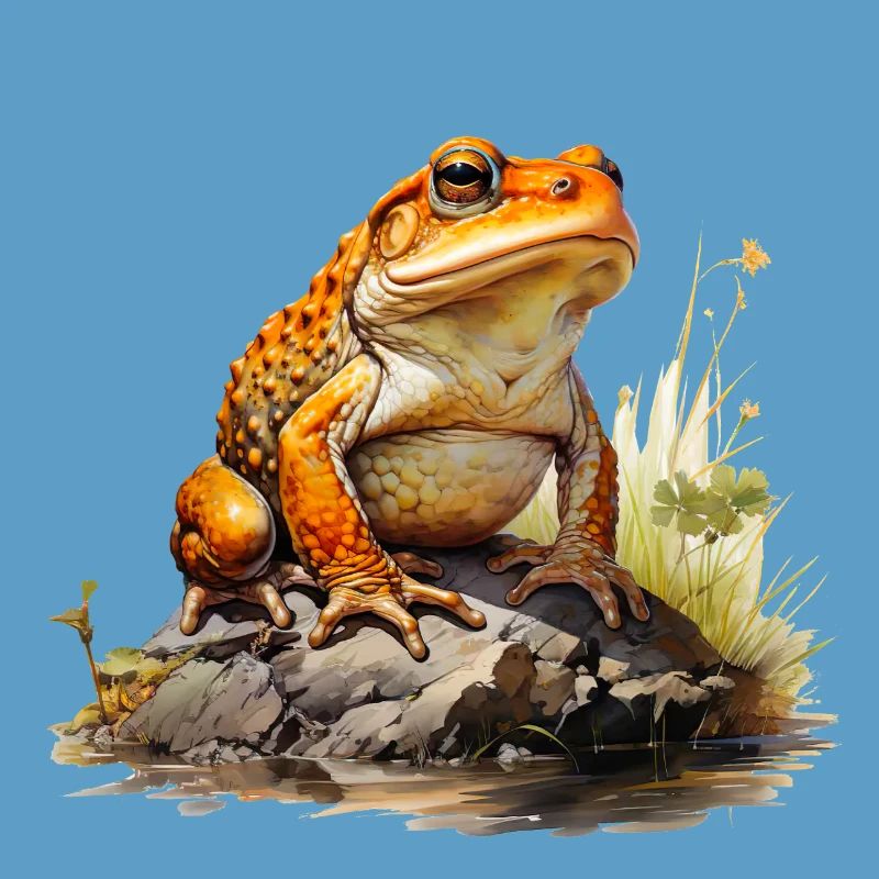 Orange-red frog or toad on stone