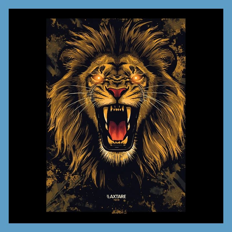 Conception d’affiche du lion doré rugissant