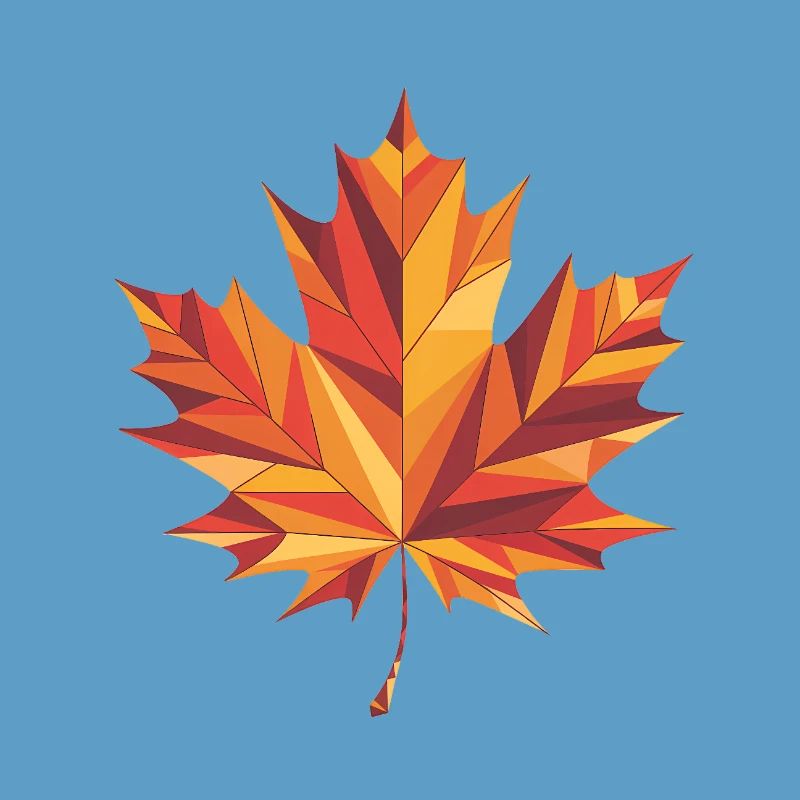 Feuille d’automne - Logo Low Poly cool