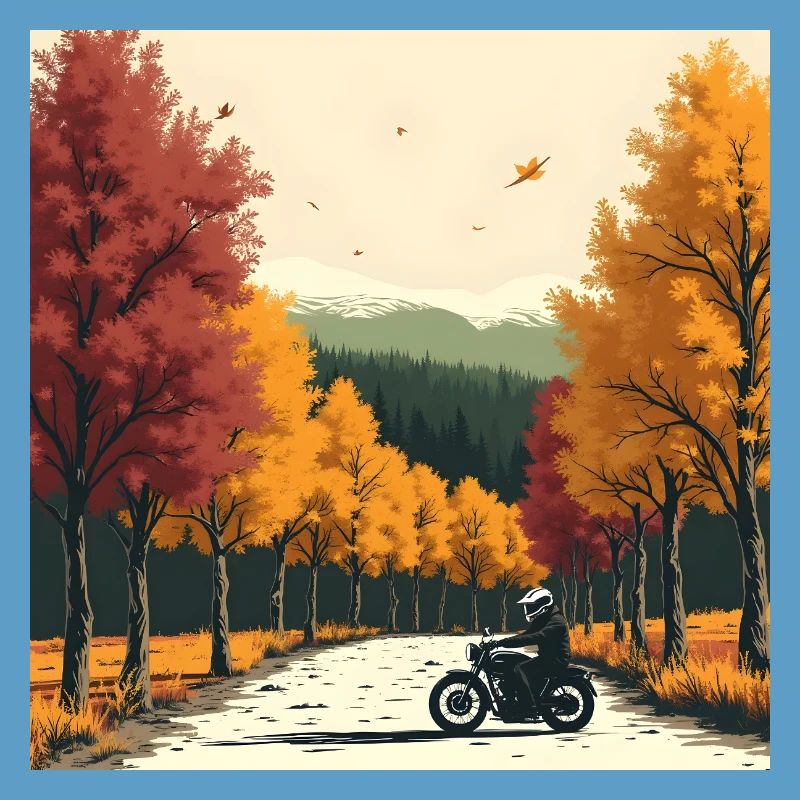 Rangée d’arbres à impression en bloc + vélo