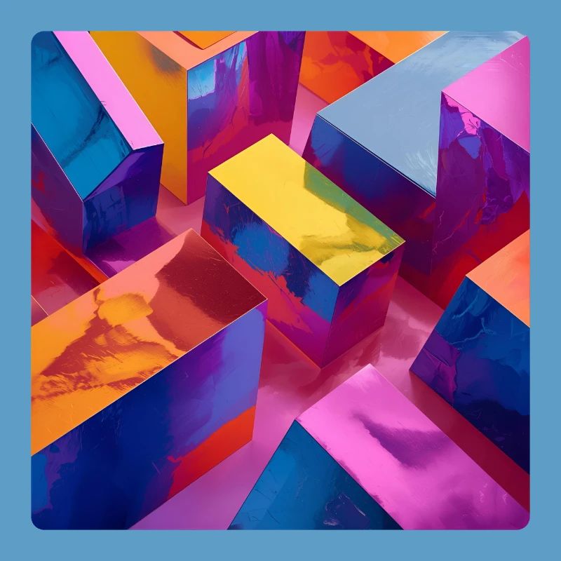 Neon 3D blocks colorful with shiny effect