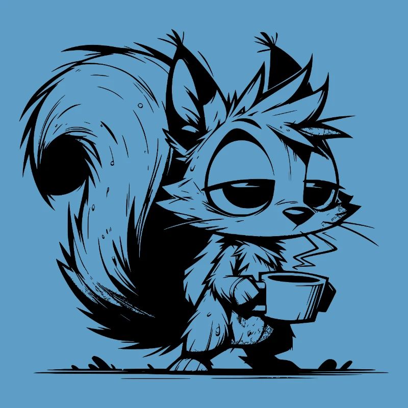 No squirrel at work without coffee