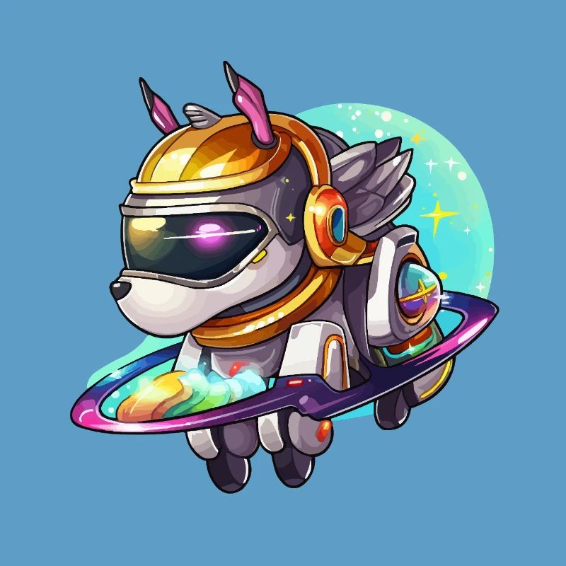 Chien de l’espace sur un hoverboard