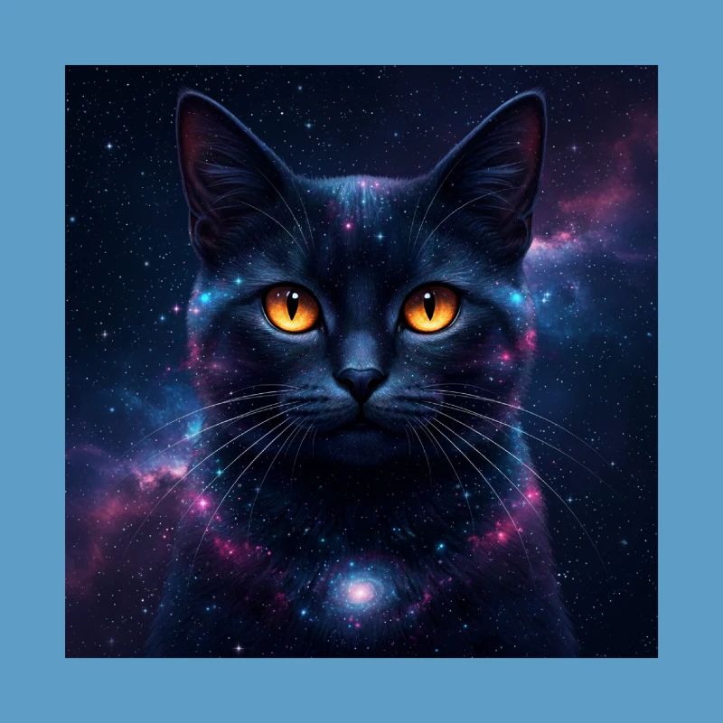 Galaxy Cat Kitten Face Nebula Eyes Space Kitty Art