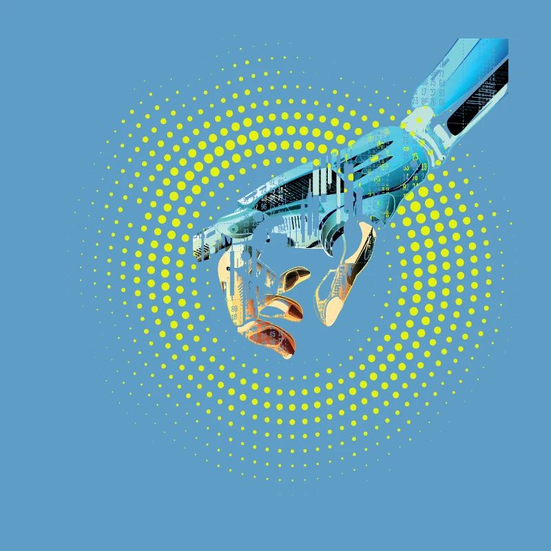 computer hand roboter KI digital cyborg code pc 