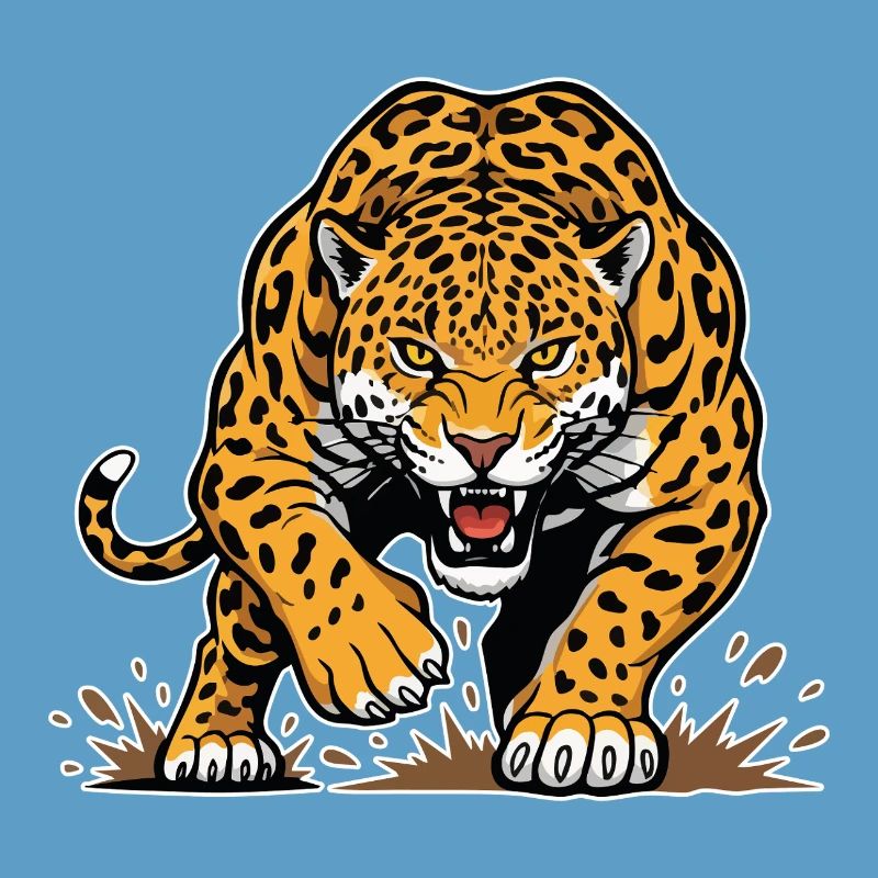 Jaguar Leopard Wildrennen Maskottchen Predator