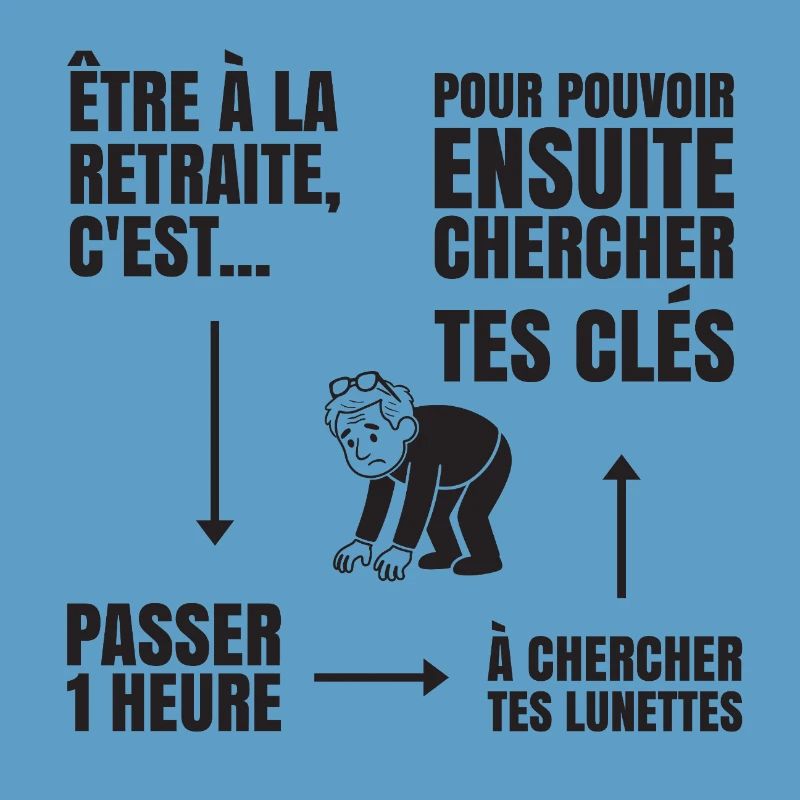 Im Ruhestand mit oder ohne Brille (schwarzer Text)