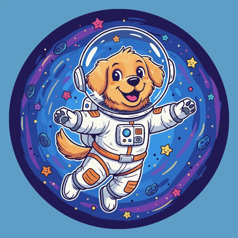 Chien de l’espace en combinaison d’astronaute
